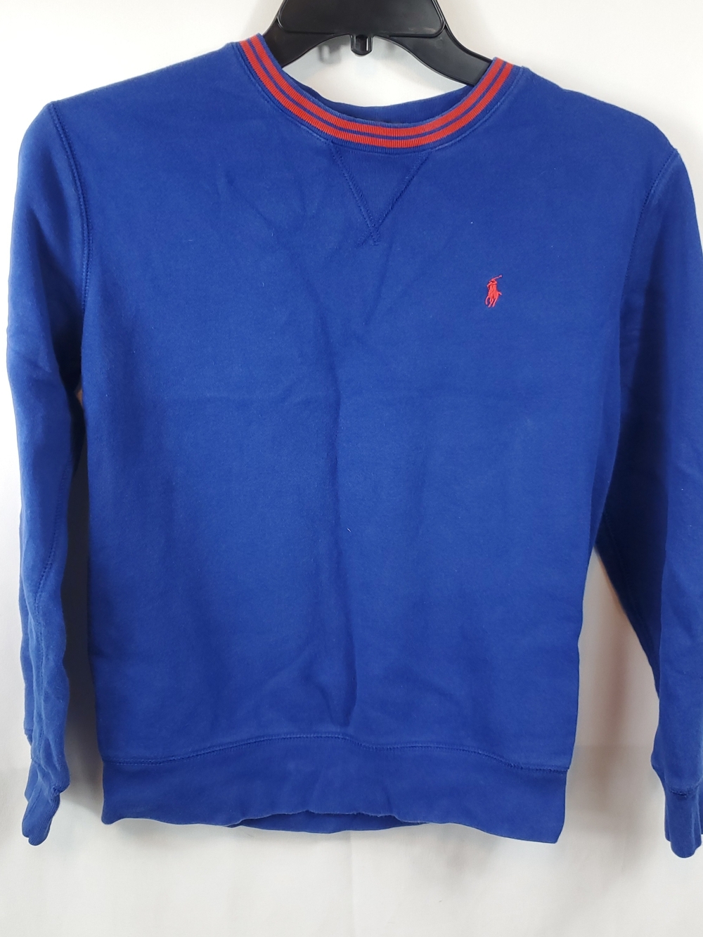 Polo Ralph Lauren Boys Large 14-16 Royal Blue Crewneck Sweatshirt Orange Pony
